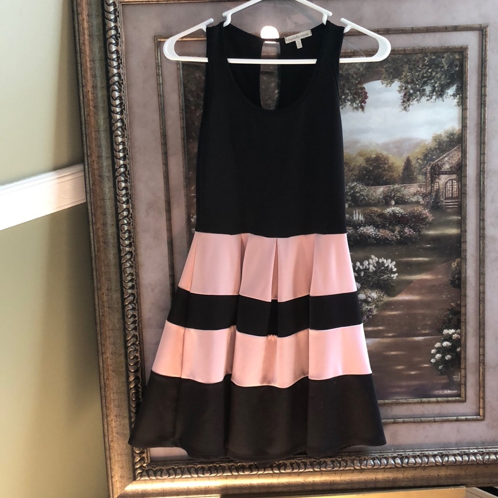 Black and pink striped party dress